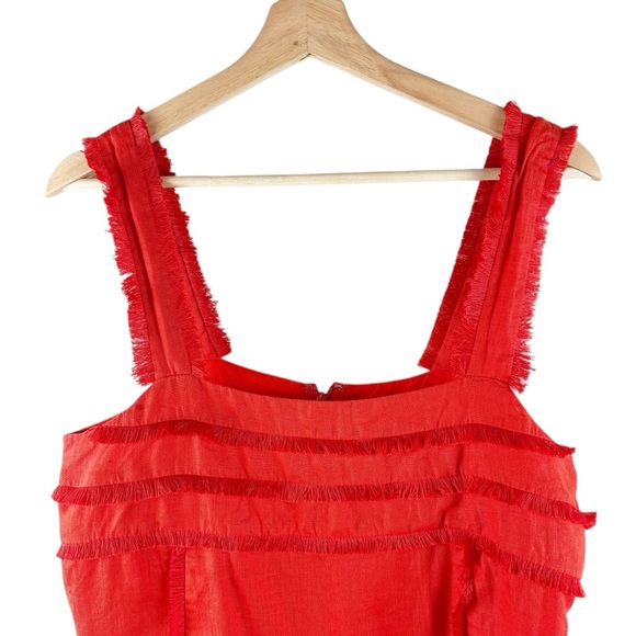 J.Crew Fringe Linen Square Neck Tank Top Size 10 - Picture 7 of 9